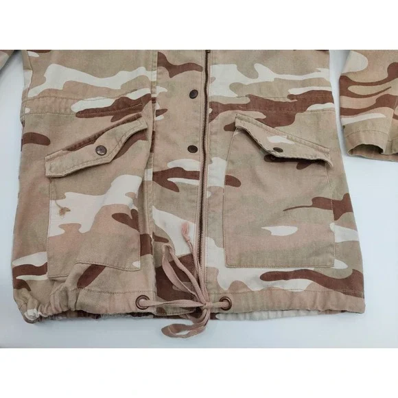 Forever 21 Camo Print Hooded Anorak Jacket Military Army Style Medium Womens - Picture 7 of 11